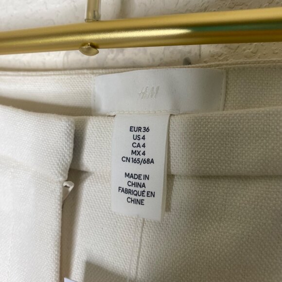 H&M Linen Cotten Trousers Pants  Womens Size 4 Straight Leg Casual Career Office - Picture 3 of 14